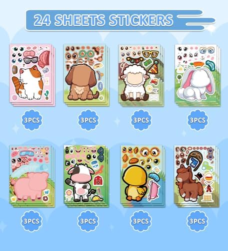 HSHFAMIIY 24 PCS Animal Face Stickers – DIY Decorative Animal Character Stickers for Crafts, Scrapbooking, Party Decorations, Gift Wrapping & Holiday Projects - Image 3