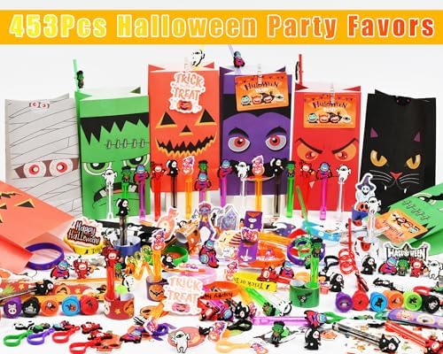 ONBKYGF 453PCS Halloween Party Favors Supplies Decorations, Halloween Treat or Trick Goodie Bags Pinata Fillers Stuffers Halloween Classroom Prizes Gifts for Kids - Image 2