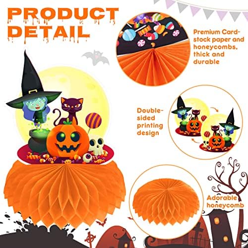 12 Pack Halloween Honeycomb Centerpieces Table Decorations,Pumpkin Ghost Witch Cat Tombstone and More Halloween Elements for Halloween Party Favors Supplies,Cute Party Home Room Table Desk Decor - Image 3