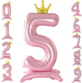 42 Inch Crown Pink Number Balloon, Number 5 Balloon by Eoopoon