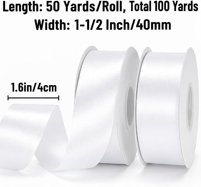 KINGLAKE White Satin Ribbon - Image 2