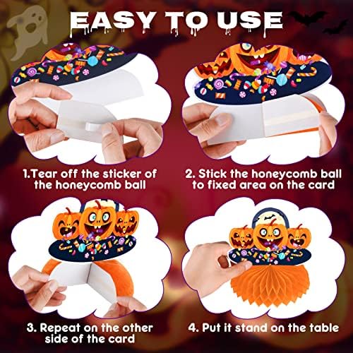 12 Pack Halloween Honeycomb Centerpieces Table Decorations,Pumpkin Ghost Witch Cat Tombstone and More Halloween Elements for Halloween Party Favors Supplies,Cute Party Home Room Table Desk Decor - Image 4