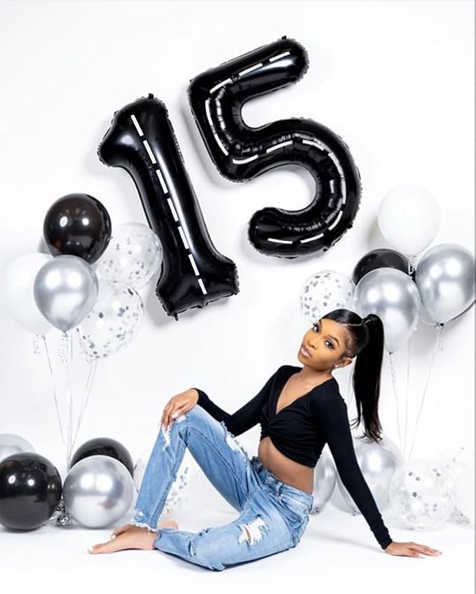Number 0 Balloons 40 Inch for 10 100 Birthday Party Decorations, Line Black | - Image 4