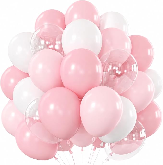 HILAVO Dusty Pink Balloons 12 Inch Blush Pastel Light Baby Pink and White Latex by HILAVO