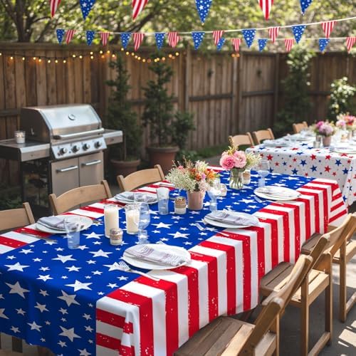 Gatherfun 4th of July Party Supplies Set- American Flag Patriotic Theme Kit for Independence & Election Day Decorations, Disposable Plastic Tablecloth - for Patriotic & 4th of July Decorations,2PCS - Image 4