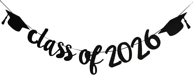 2026 Graduation Banners Party Decoration Black Glitter Class of 2026 Banner | by SDKI