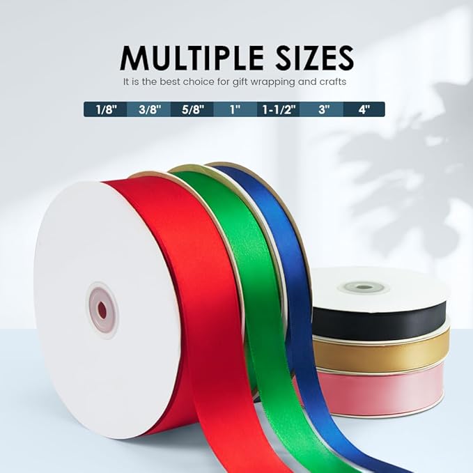 1" Wide x 100 Yards Single Face Polyester Satin Ribbon, Satin Ribbon for Crafts, Gift, Hair Bows, Wedding Party Decoration, Bow Making & Other Projects (Royal Blue)