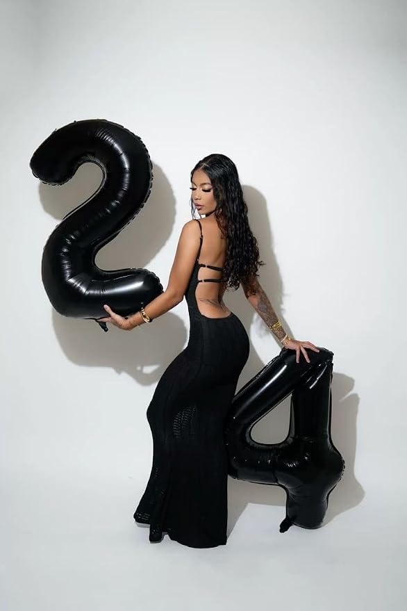 23 Balloon Number 40 Inch Black Balloons - Image 4