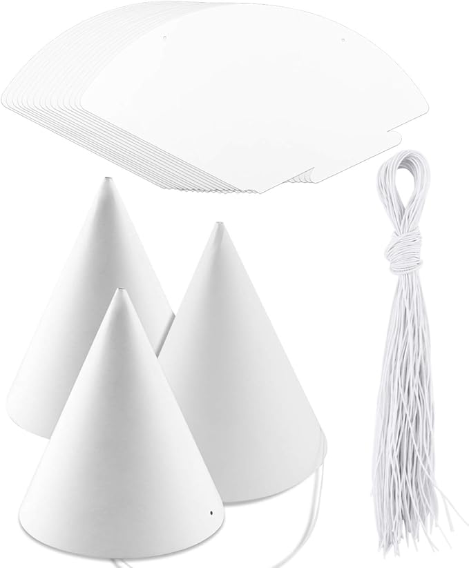 WEOXPR White Paper Party Hats for Birthday, Decorative Bulk Cone Hat for Adults by WEOXPR