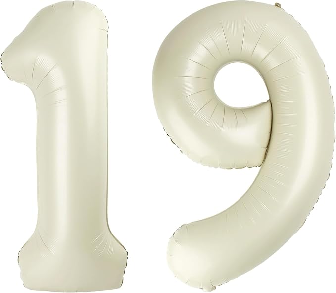 Number 19 Balloons 40 Inch for 19 91 Birthday Party Decoration, Cream White | by Mluchee