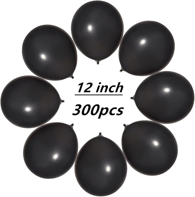 300 Pack Black Balloons 12 inch Black Latex Party Balloon Bulk - Image 2
