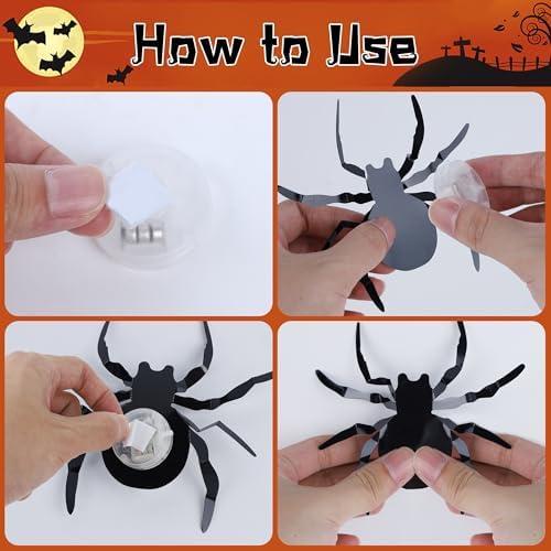 DR.DUDU 36 Pack Halloween Wall Decor Light up Spiders Window Decorations - Image 5