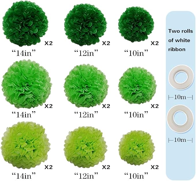 18pcs Decorative Tissue Paper Pom Poms of 14in - Image 2