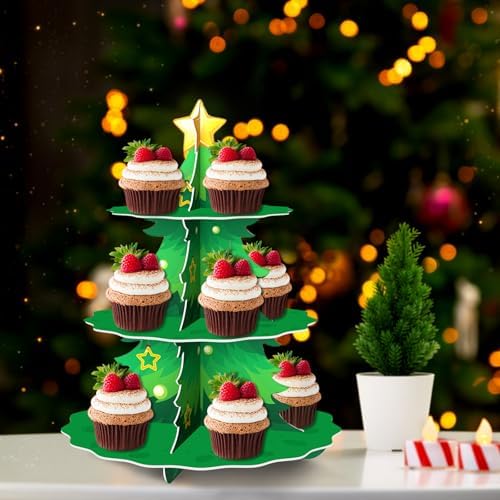 Christmas Party Decorations Christmas Cake Stand 3 Tier Christmas Tree Cupcake Stand for Birthday Party Supplies - Image 5
