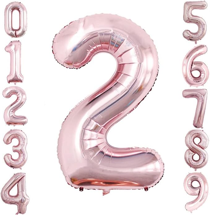 Rose Gold Foil Balloons Number 2, Huge Number Balloons by GOER