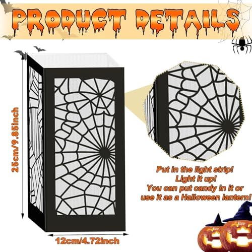 Halloween Party Decoration 4 Pcs Halloween Table Centerpieces Boxes Spider Web Paper Lantern Boxes Halloween Goodie Bag Candy Boxes for Table Decoration Halloween Birthday Party Supplies 5x5x9.5in - Image 2