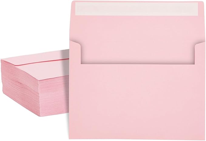 A7 Invitation Envelopes - Peel & Press - 24lb Heavy Duty Envelopes for Wedding Baby Shower Birthday Invitations - 5 1/4" x 7 1/4" (Pastel Pink, 25)
