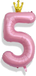 40 Inch Pastel Pink 5 Number Balloons, Giant Foil 5th Birthday Number Balloon by Isndare