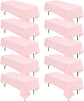 10 Pack Pink Tablecloths for 8ft Rectangle Tables 60 x 126 Inch - Polyester Table Cover Stain and Wrinkle Resistant Washable Fabric Table Clothes for Wedding Party Banquet Reception Restaurant