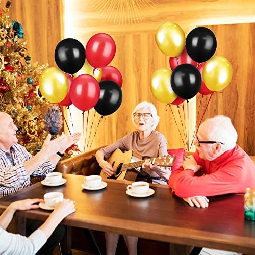TecUnite 100 Pcs Red Black Gold Latex Balloons 13 Inch Colorful Round Balloons - Image 5
