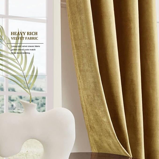 BULBUL Velvet Gold Grommet Blackout Curtains 63 inch - Image 7