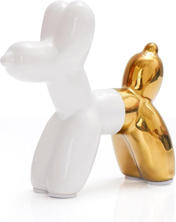 Notakia Cute Ceramics Balloon Dog Statue Crafts Living Room Desktop Decorations by Notakia