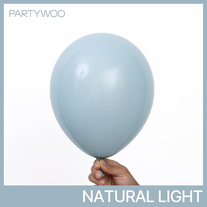PartyWoo Dusty Blue Balloons 101pcs Light Blue Aqua Boho Color | Balloons - Image 3