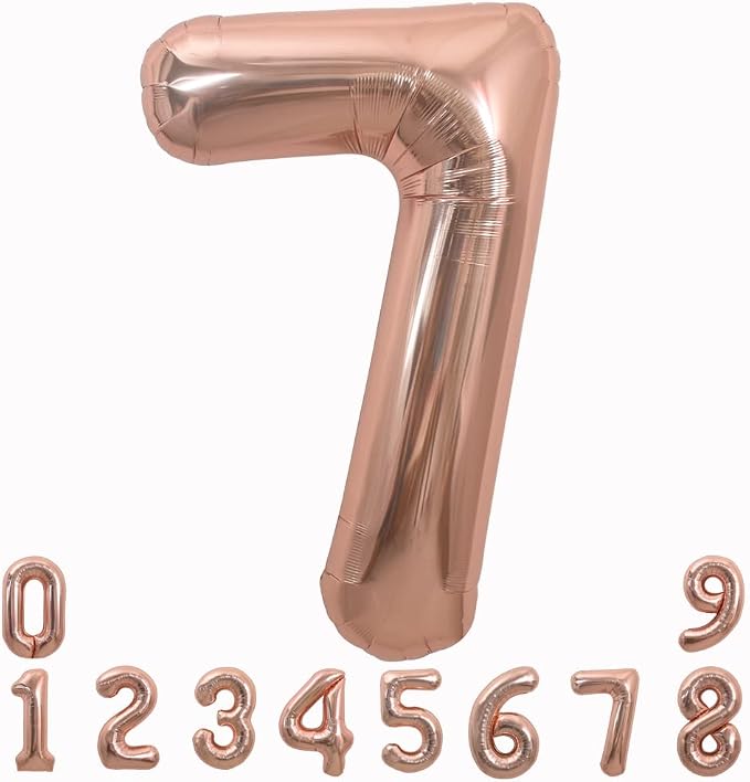 TONIFUL 40 Inch Rose Gold Large Numbers Balloons 0-9, Number 7 Digital 7 Helium by TONIFUL