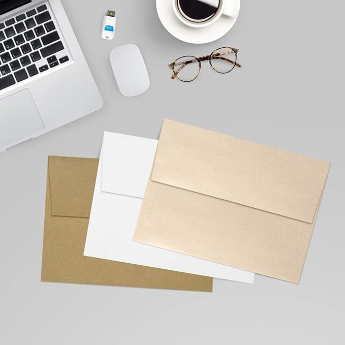 LUXPaper A7 Invitation Envelopes | Peel & Press | 5 1/4" x 7 1/4" | Taupe Metallic | 80lb. Text | 250 Qty
