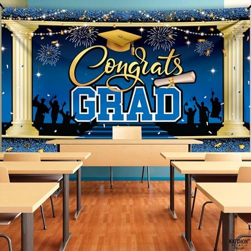 KatchOn Blue Congrats Grad Banner 72x44 Inch | 2026 Graduation Backdrop - Image 6