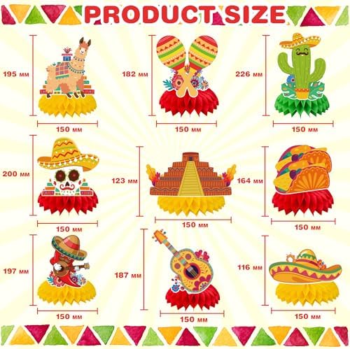 Fiesta Party Decorations - Cinco De Mayo Honeycomb for Table Centerpieces | Cinco De Mayo Decorations for Taco, Mexican Theme Birthday Accessories Party Favors Decor Supplies Indoor Outdoor - Image 2