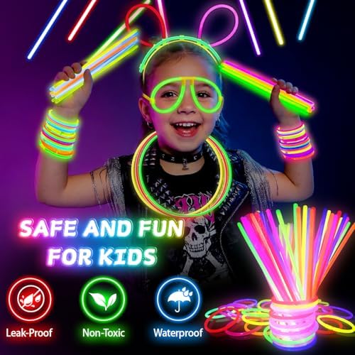 SHQDD 300 Glow Sticks Bulk Party Pack – 8" Neon Glow Sticks with Connectors, Glow in the Dark Party Supplies for Kids, Adults, Parties, Halloween & New Year - Image 4