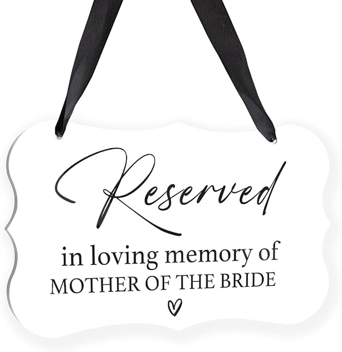 Acrylic Wedding Sign, Ring Bearer Sign, Reserved Seating Signs, for Mother of The Bride, Rustic Wedding Decor Signs, Acrylic Wall Art With Ribbon for Chairs Weddings Decor and Event Party (White)