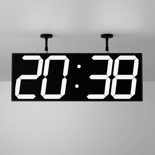 19.5'' Large Digital Wall Clock with Double Sided Display,Multi-Functional LED Hanging Digital Clock with Adjustable Brightness,Suitable for Offices, Warehouses, Corridors (White)