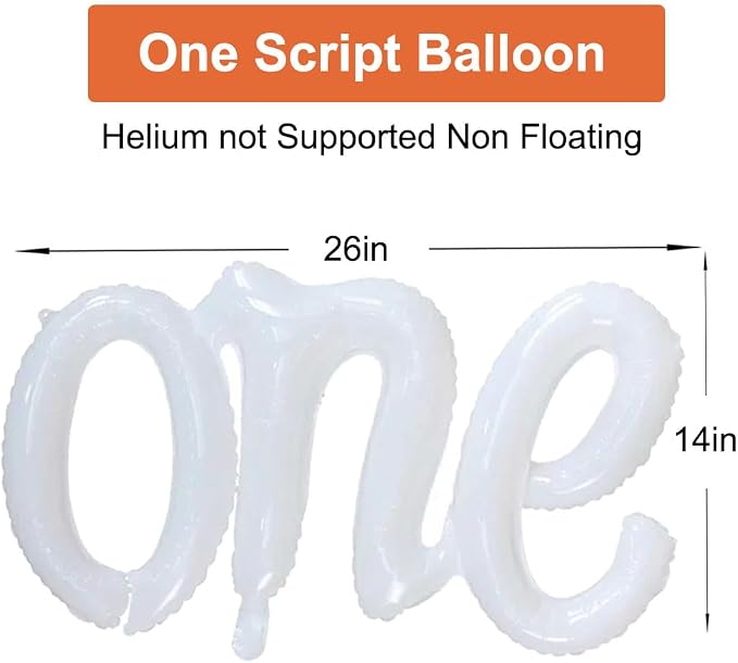 2Pcs Matte White Foil 40" Number 1 and 26" Script Letter One Balloon Set | - Image 3
