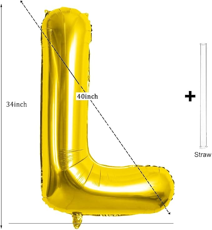 Gold Letter Balloons 40 Inch Large Letter L Balloon Aluminum | Foil Mylar Big - Image 2