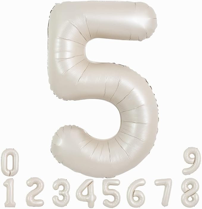 TONIFUL 40 Inch Cream White Large Numbers Balloon 0-9 Birthday Party Decorations by TONIFUL