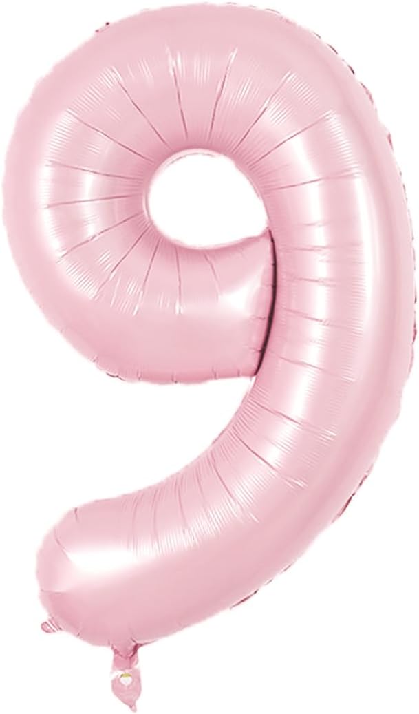 TONIFUL 40 Inch Pastel Pink Number 9 Balloons Large Foil 9th Birthday Decor | by TONIFUL