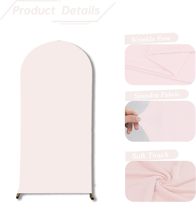 bricia Wedding Arch Backdrop Stand Cover, 6.6FT Double Sided Stretchy Arch Cover Fitted Wedding Birthday Party Banquet Decoration (Blush Pink 79.2''Lx39.6''W)