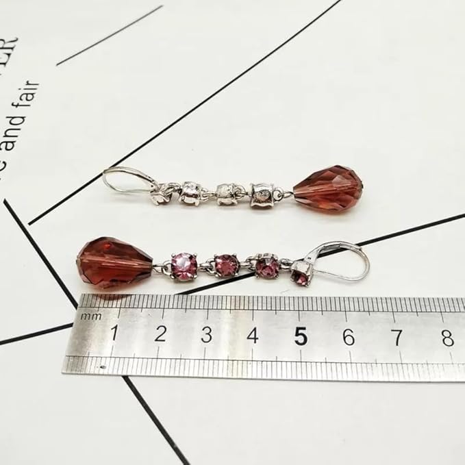 100pcs 8x12mm Teardrop Crystal Glass Beads for Jewelry Making, Faceted Vertical Hole Teardrop Glass Spacer Beads for Wind Chimes Bracelet Earring Necklace DIY Craft(Rose Red)