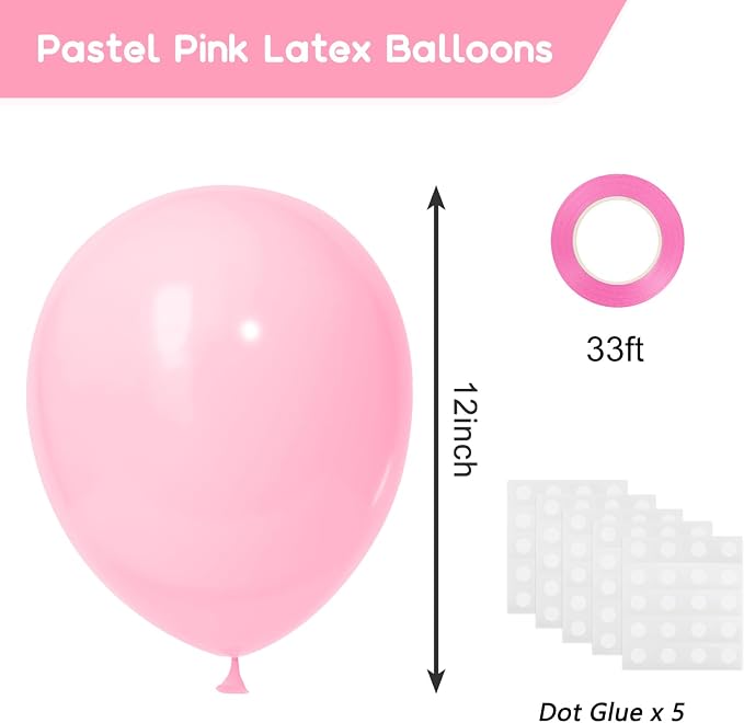 RUBFAC Pink Balloons 120pcs 12 Inches Latex Light Pink Balloons - Image 3