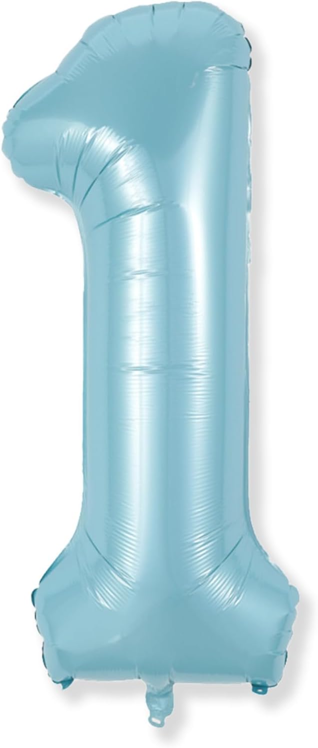 Light Blue 1 Balloon Number for 1st Birthday, 40 Inch Large Number Foil Balloons by Isndare