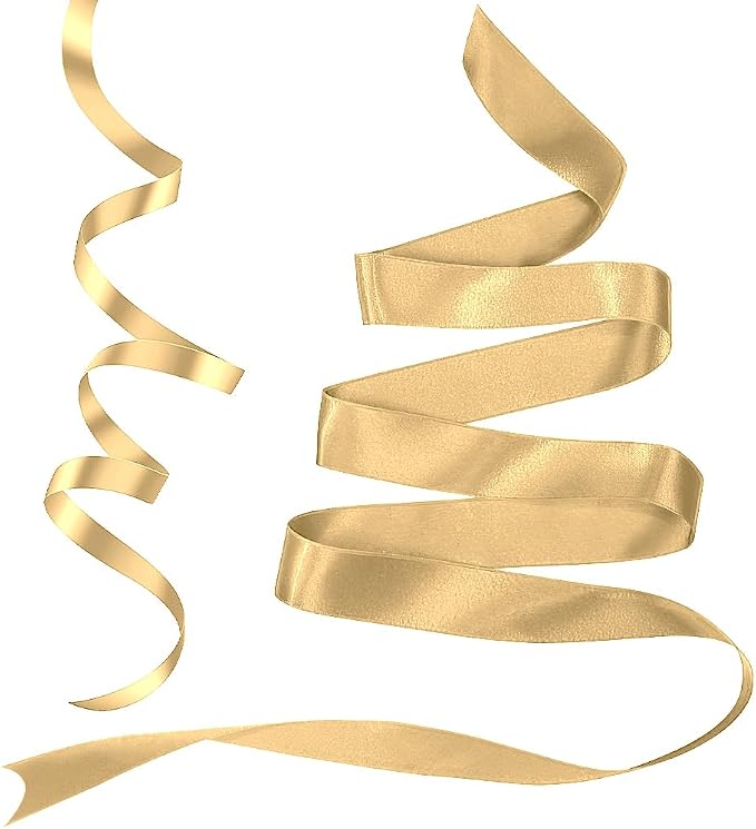 Gold Ribbon for Gift Wrapping Gold Fabric Satin Ribbon 3/8 Inch 25 Yards Yellow - Image 3
