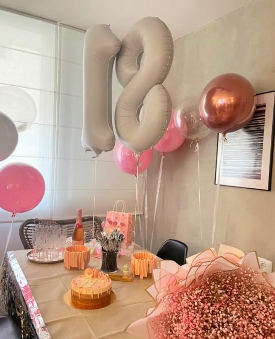 Cream White Number 8 Balloon 40 inch, Birthday Party Balloons Decorations | - Image 5