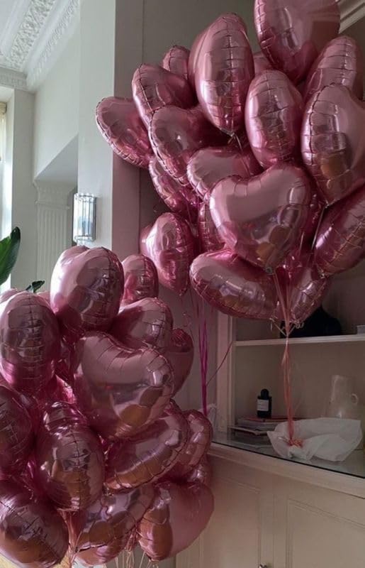 30 Pcs 18 Inch Pink Heart Foil Mylar Helium Balloons - Image 4
