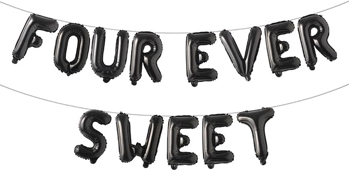 Four Ever Sweet Birthday Decorations, 4 Four Years Old Fourth 4th Girl Boy by RUIANSI