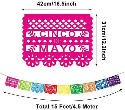 Boao 4 Packs 60 ft Mexican Party Decorations Fiesta Banner Plastic Papel Picado - Image 2