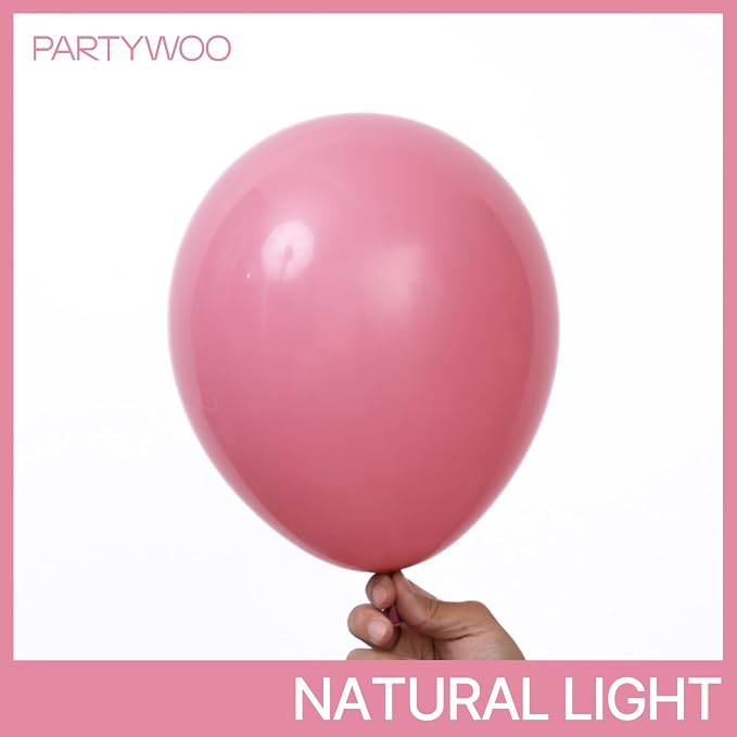 PartyWoo Mauve Dusty Balloons 50pcs Blush Pink Rose Latex Helium Balloons | 12 - Image 3