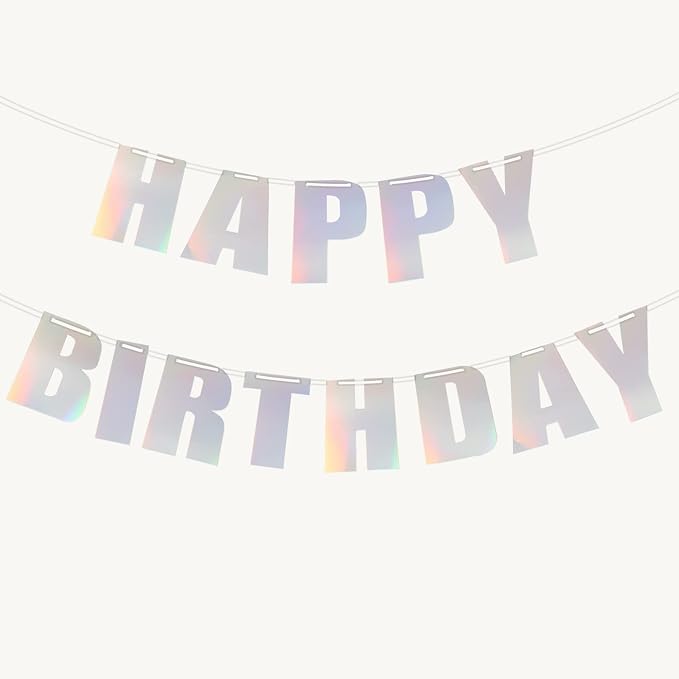 MEETINGU Happy Birthday Banner, Glossy Colorful Rainbow Foil Banner, Theme by MEETINGU