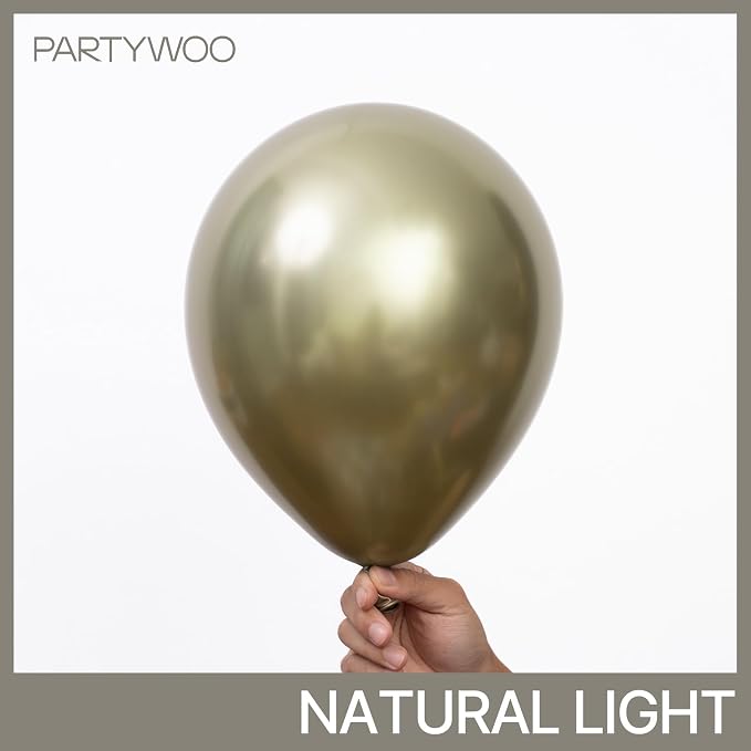 PartyWoo Metallic Green Balloons 50pcs Metallic Sage Olive Green Boho Color | - Image 2